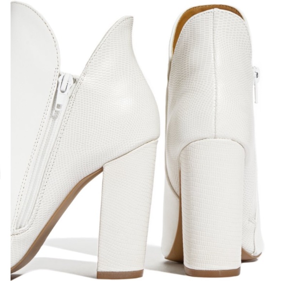 White Ankle Booties With Embossed Detailing - Picture 4 of 8